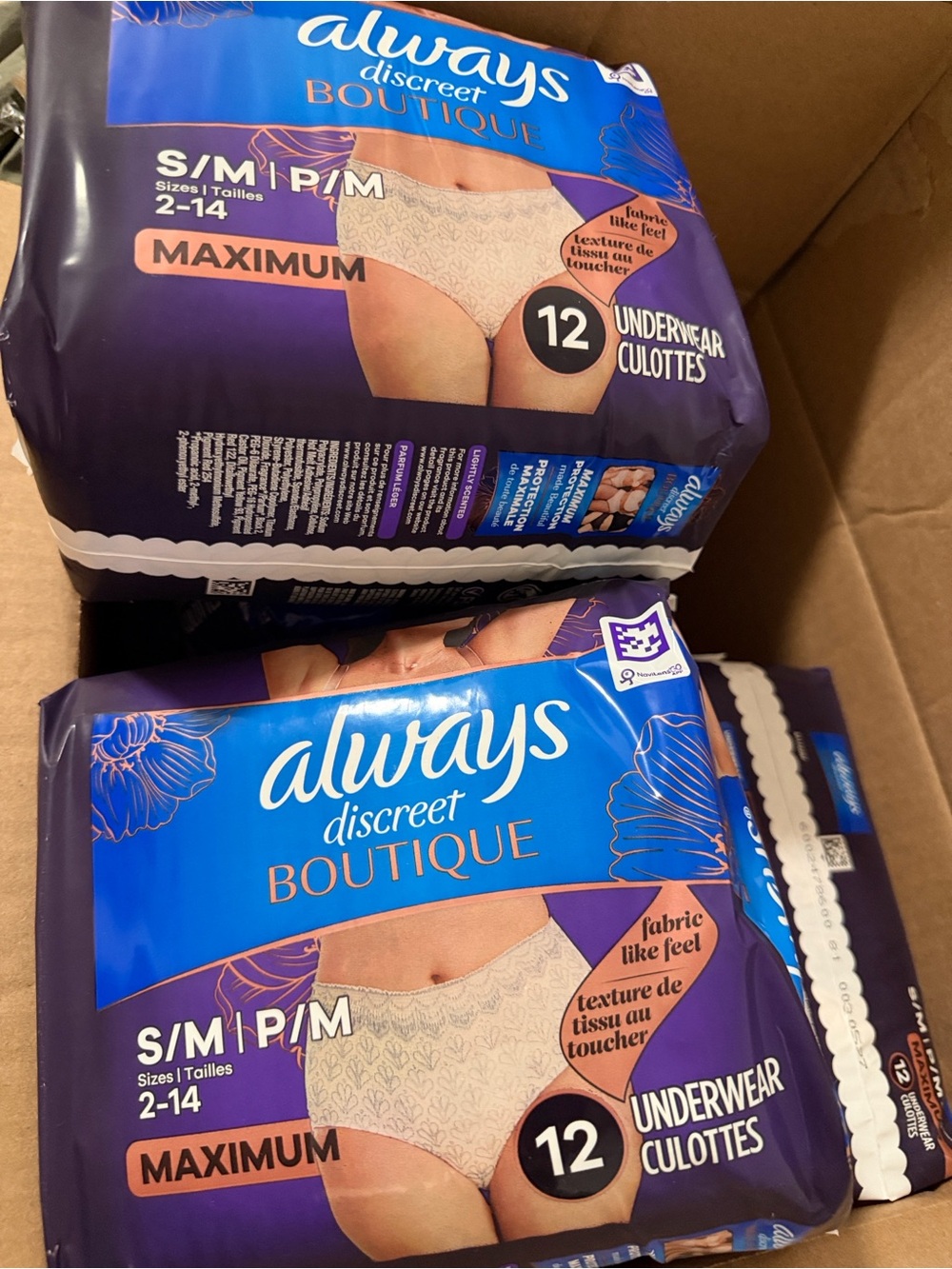 Always Discreet Boutique Maximum Absorbency Underwear S M P M x24 pcs